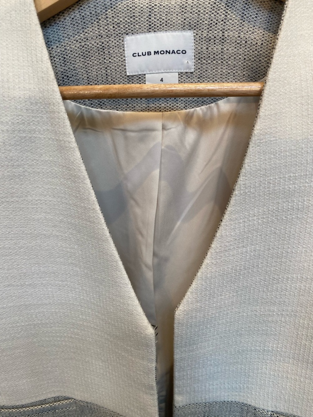 Club Monaco Cream Textured Open Blazer Womens